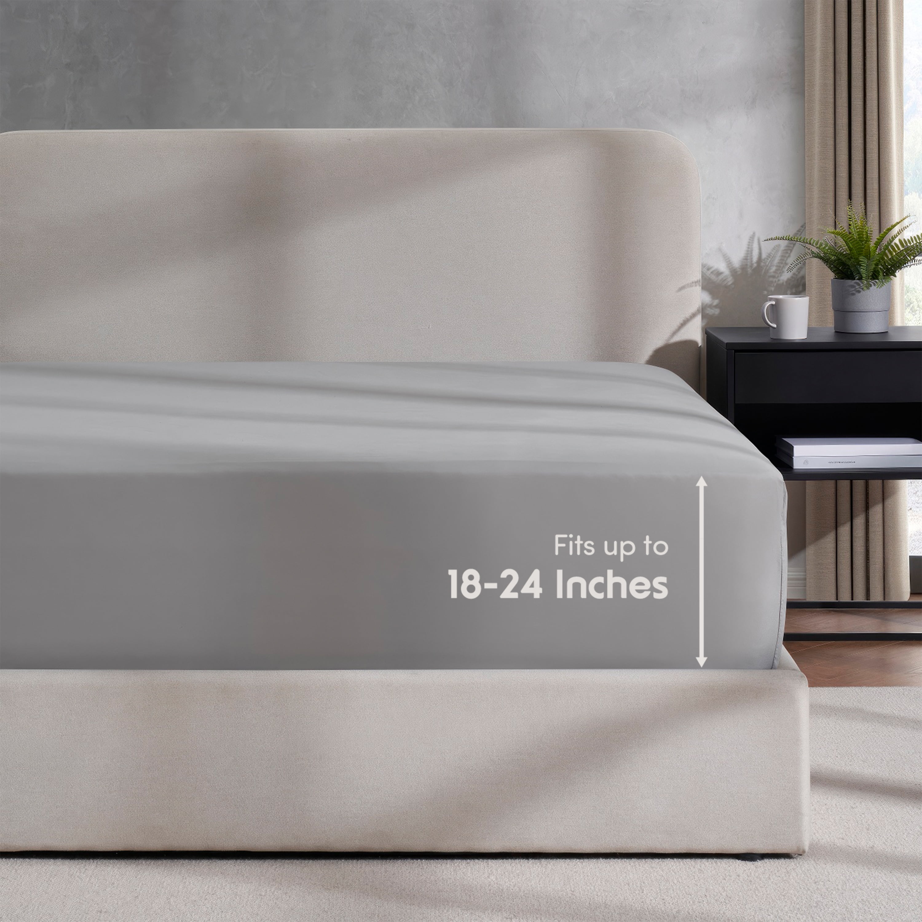 LammaLoe Extra Deep Pocket King Fitted Sheet Only, Fits 18" to 24" Mattress, Soft Microfiber Fitted Bed Sheet, Silver Light Gray