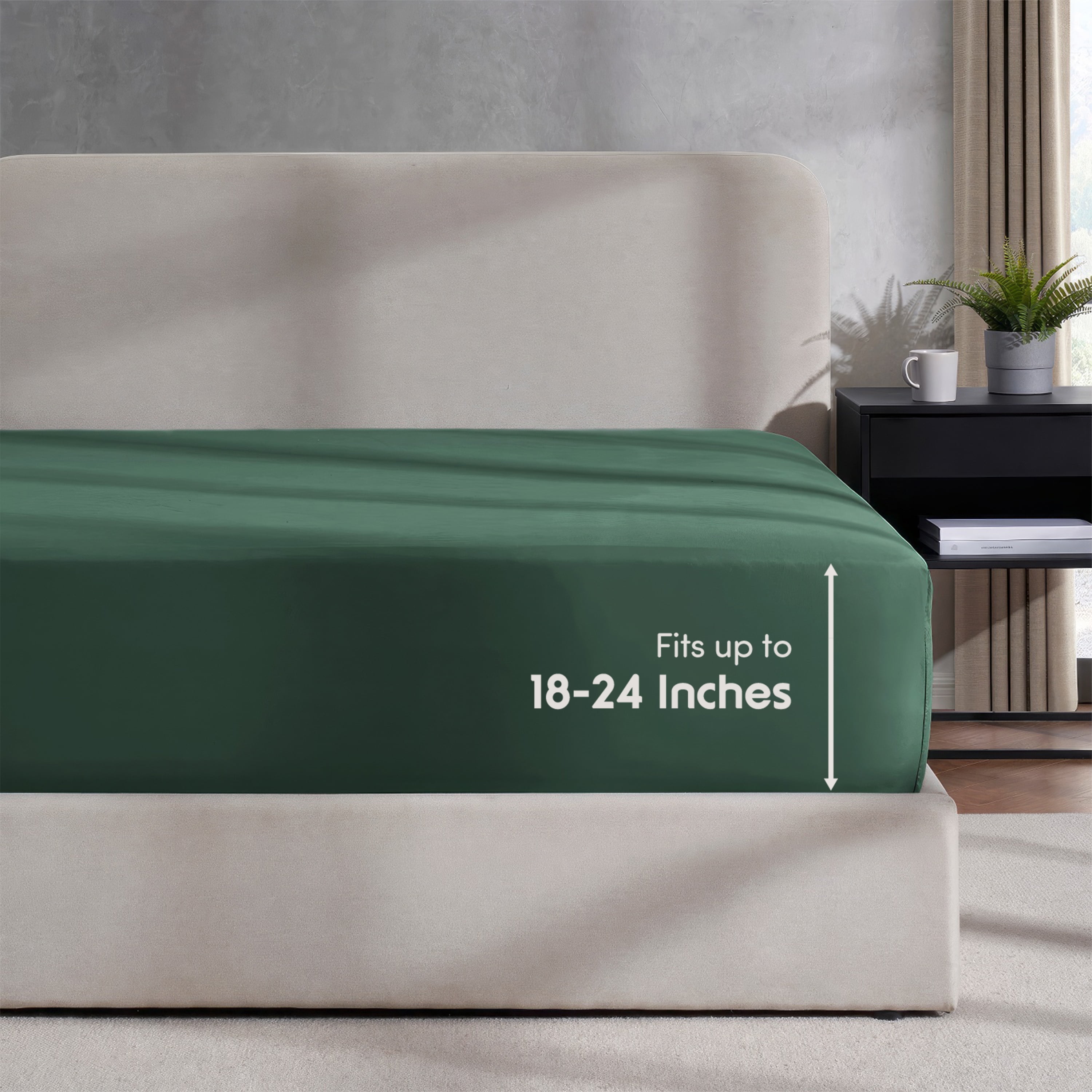 LammaLoe Extra Deep Pocket Queen Fitted Sheet Only, Fits 18" to 24" Mattress, Soft Microfiber Fitted Bed Sheet, Hunter Green