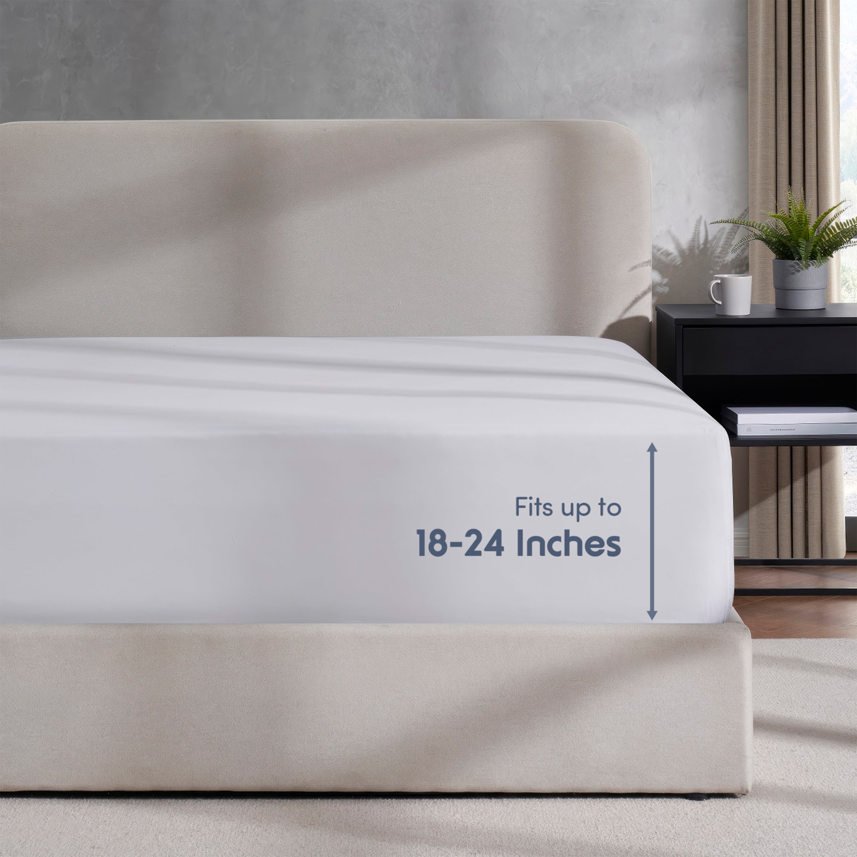LammaLoe Extra Deep Pocket Queen Fitted Sheet Only, Fits 18" to 24" Mattress, Soft Microfiber Fitted Bed Sheet, White