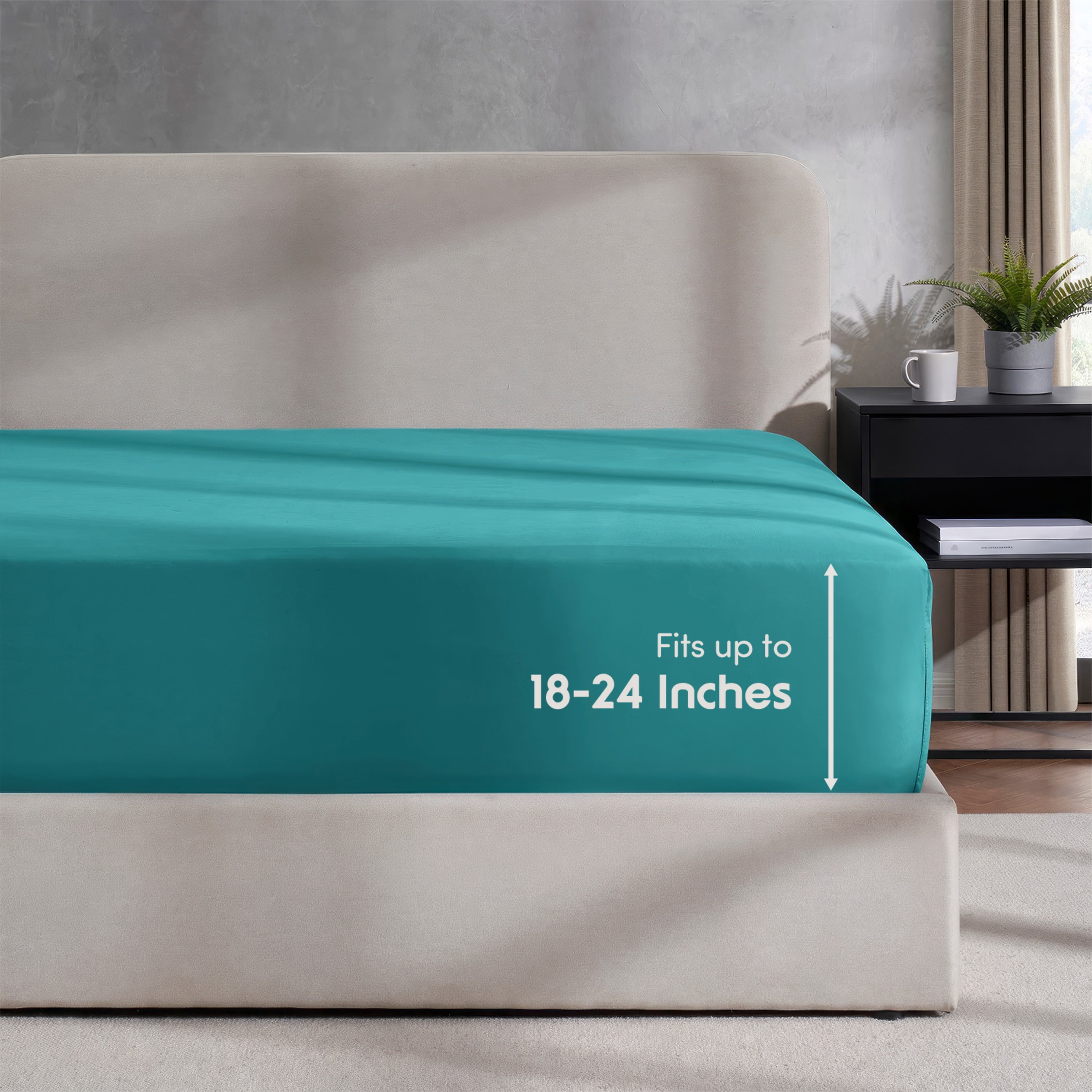 LammaLoe Extra Deep Pocket Twin Fitted Sheet Only, Fits 18" to 24" Mattress, Soft Microfiber Fitted Bed Sheet, Teal