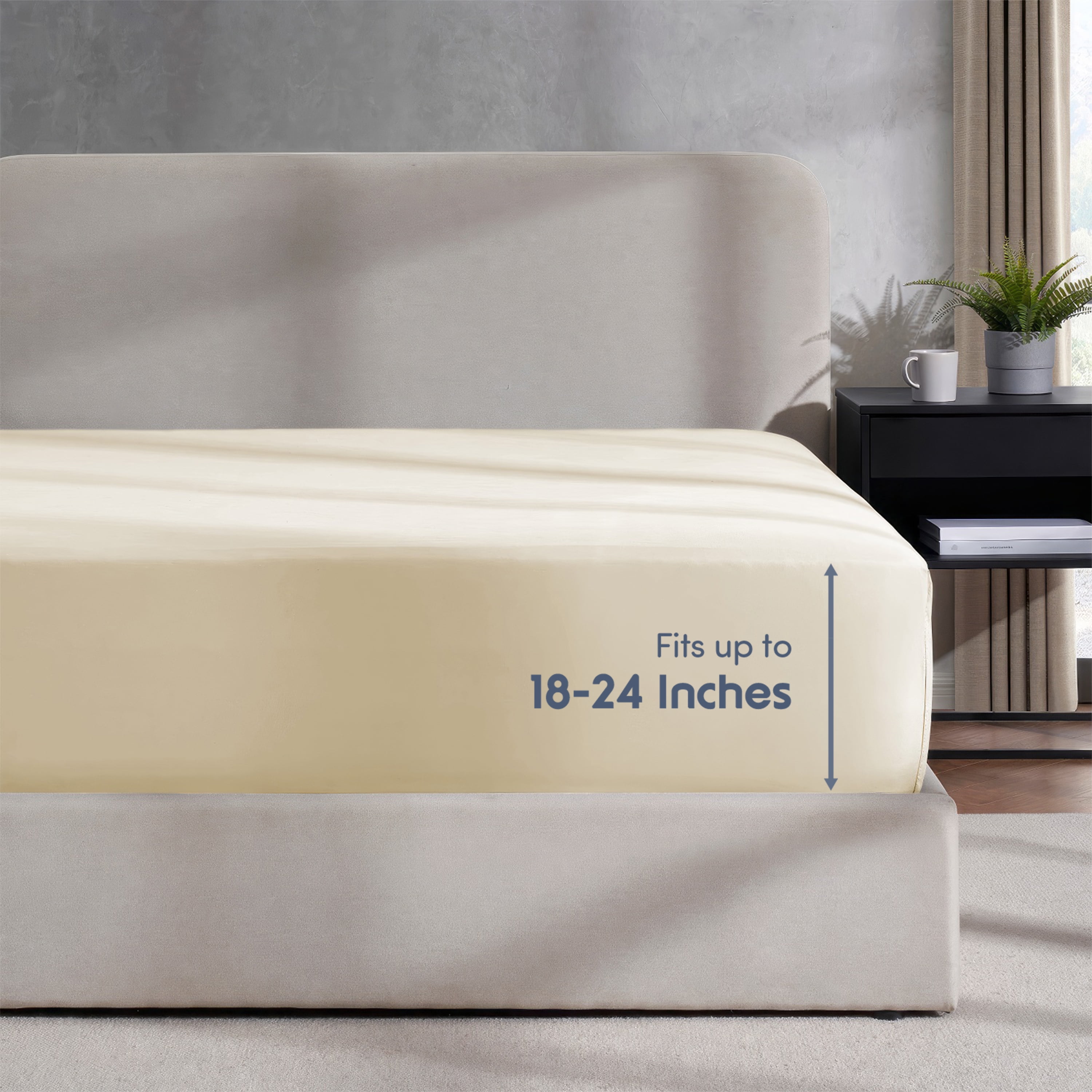 LammaLoe Extra Deep Pocket Twin XL Fitted Sheet Only, Fits 18" to 24" Mattress, Soft Microfiber Fitted Bed Sheet, Beige Cream
