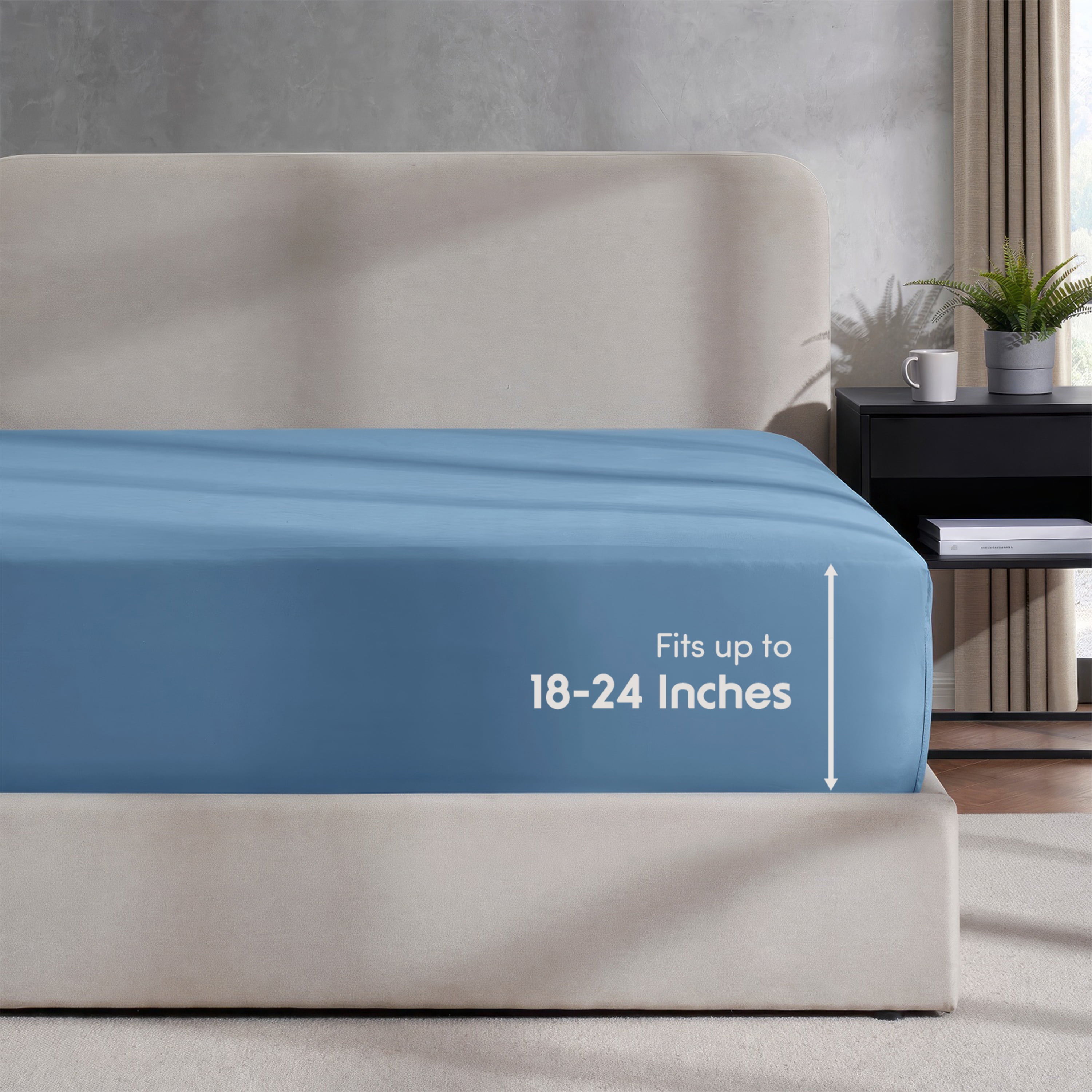 LammaLoe Extra Deep Pocket Twin XL Fitted Sheet Only, Fits 18" to 24" Mattress, Soft Microfiber Fitted Bed Sheet, Blue Heaven