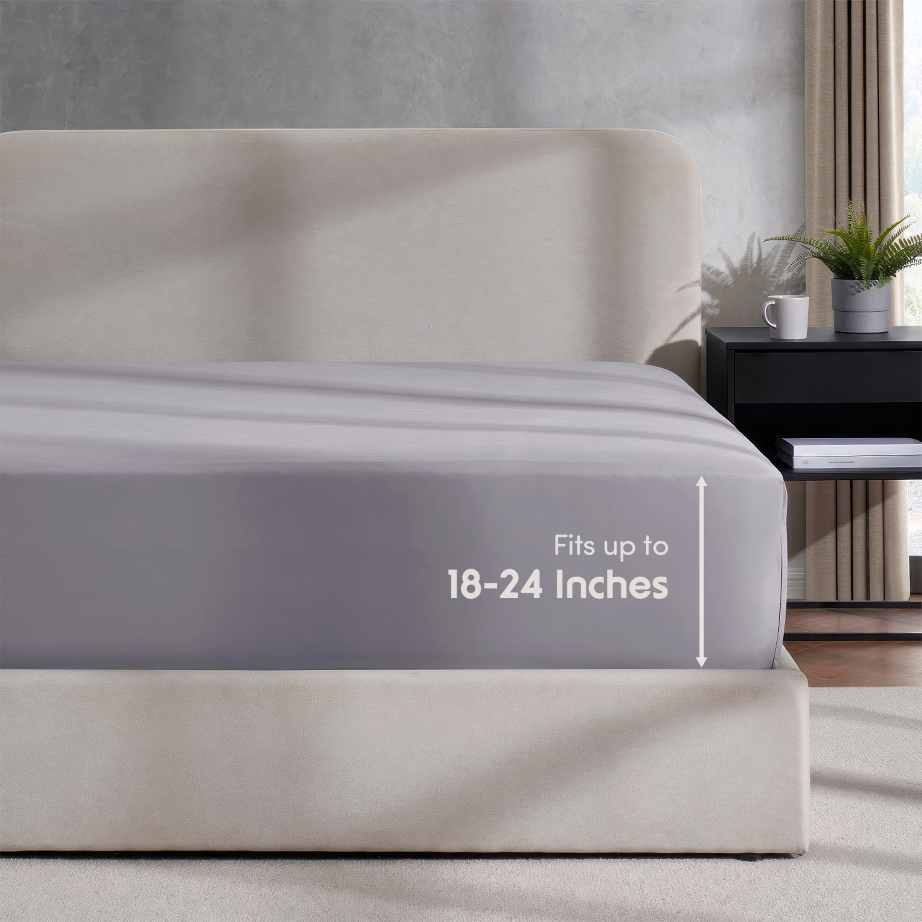 LammaLoe Extra Deep Pocket Twin XL Fitted Sheet Only, Fits 18" to 24" Mattress, Soft Microfiber Fitted Bed Sheet, Grayish Purple