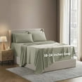 thumbnail image 1 of LammaLoe Extra Deep Pocket Full Size Sheets set, Fits 18"-24" Mattress, 6 Piece Soft Microfiber Bed Sheet Sets, Light Sage Green, 1 of 8