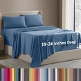 thumbnail image 1 of LammaLoe Extra Deep Pocket King Sheets Set, 4 Piece, Fits 18"-24" Mattress, Breathable & Extra Soft Bed Sheets, Blue Heaven, 1 of 9