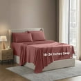 thumbnail image 1 of LammaLoe Extra Deep Pocket King Sheets set, Fits 18"-24" Mattress, 6 Piece Soft Microfiber Bed Sheet Sets, Pink Clay, 1 of 8