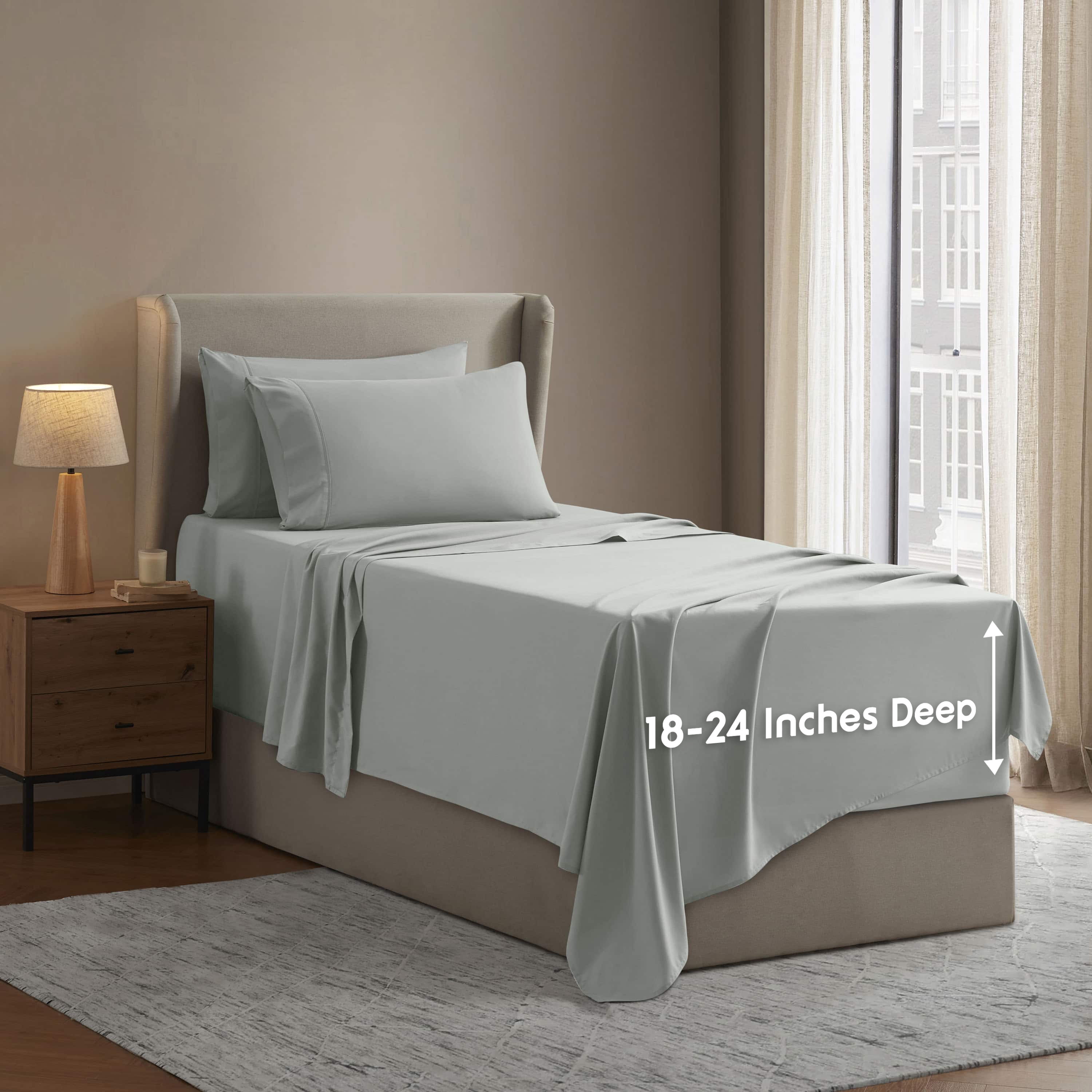 LammaLoe Extra Deep Pocket Twin XL Sheets set, Fits 18"-24" Mattress, 4 Piece Soft Microfiber Bed Sheet Sets, Sage Green