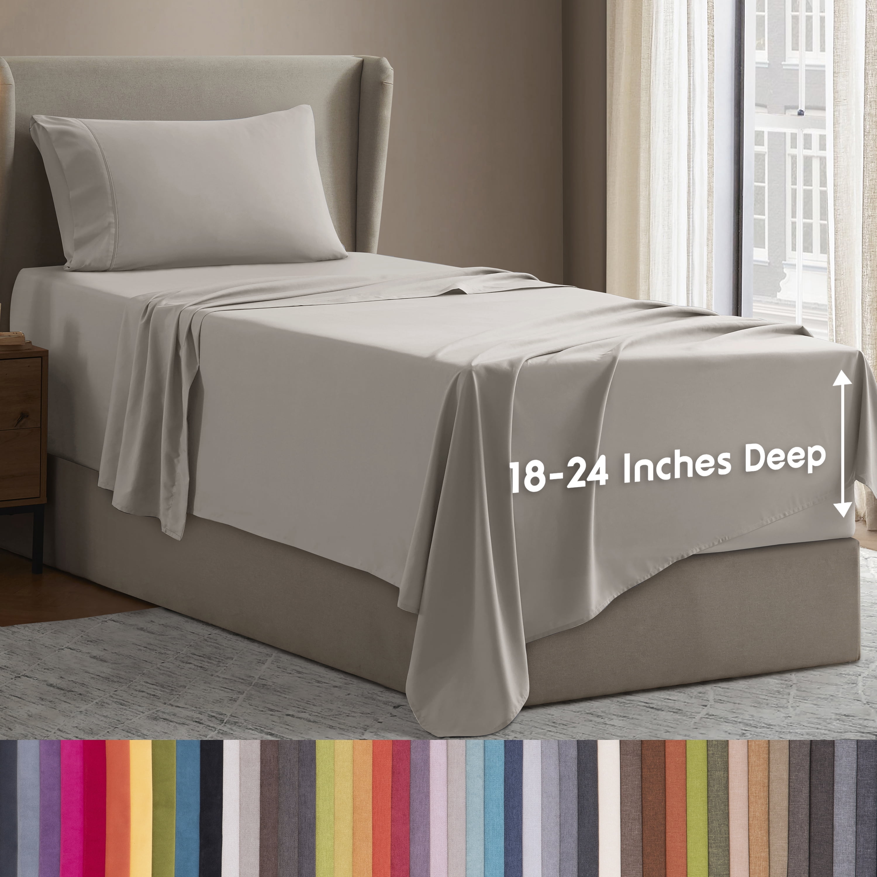 LammaLoe Extra Deep Pocket Twin Xl Sheets Set, 3 Piece, Fits 18"-24" Mattress, Breathable & Extra Soft Bed Sheets, Linen