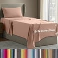 thumbnail image 1 of LammaLoe Extra Deep Pocket Twin Xl Sheets Set, 3 Piece, Fits 18"-24" Mattress, Breathable & Extra Soft Bed Sheets, Peach, 1 of 9