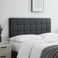 thumbnail image 1 of LammaLoe Faux Leather Button Square Tufted Queen Headboard with Adjustable Height, Black, Queen, 1 of 6