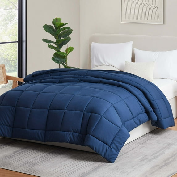 LammaLoe Full Comforter, Quilted Down Alternative Comforter, All Season Duvet Insert with Corner Tabs, Navy