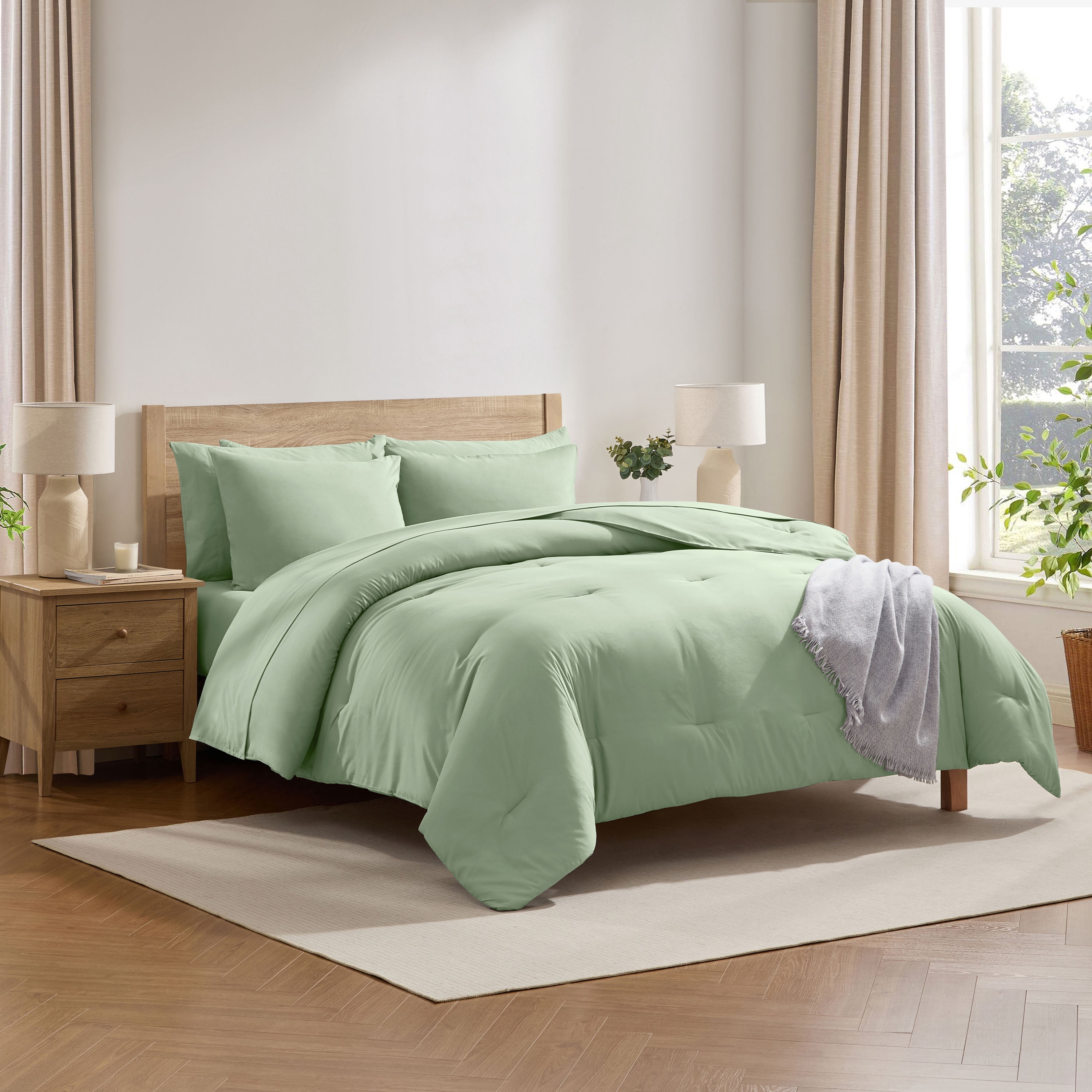 LammaLoe Full Comforter Set, 7 Piece Bed in a Bag, Ultra Soft Bedding Comforter Set with Sheets, All Season Bed Set, Sage Green