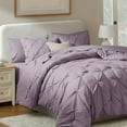 thumbnail image 1 of LammaLoe Full Size Comforter Sets, 7 Piece Bed In A Bag Pintuck Bedding Sets, Dusty Purple, 1 of 6