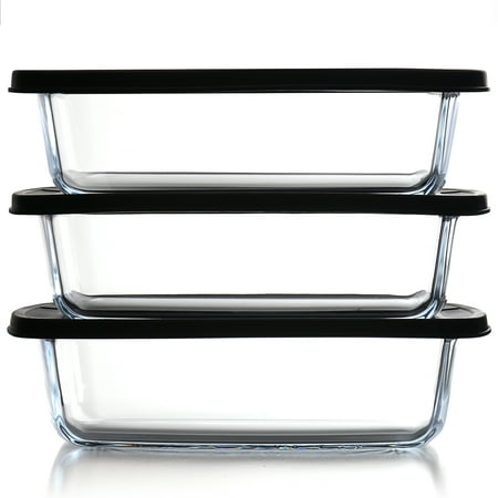 LammaLoe Glass Loaf Pan Set 6 Piece Glass Baking Dish with Leakproof Lids, Glass Food Storage Containers for Oven, Microwave & Freezer