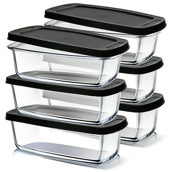 LammaLoe Glass Loaf Pan Set 12 Piece Glass Baking Dish with Leakproof Lids, Glass Food Storage Containers for Oven, Microwave & Freezer