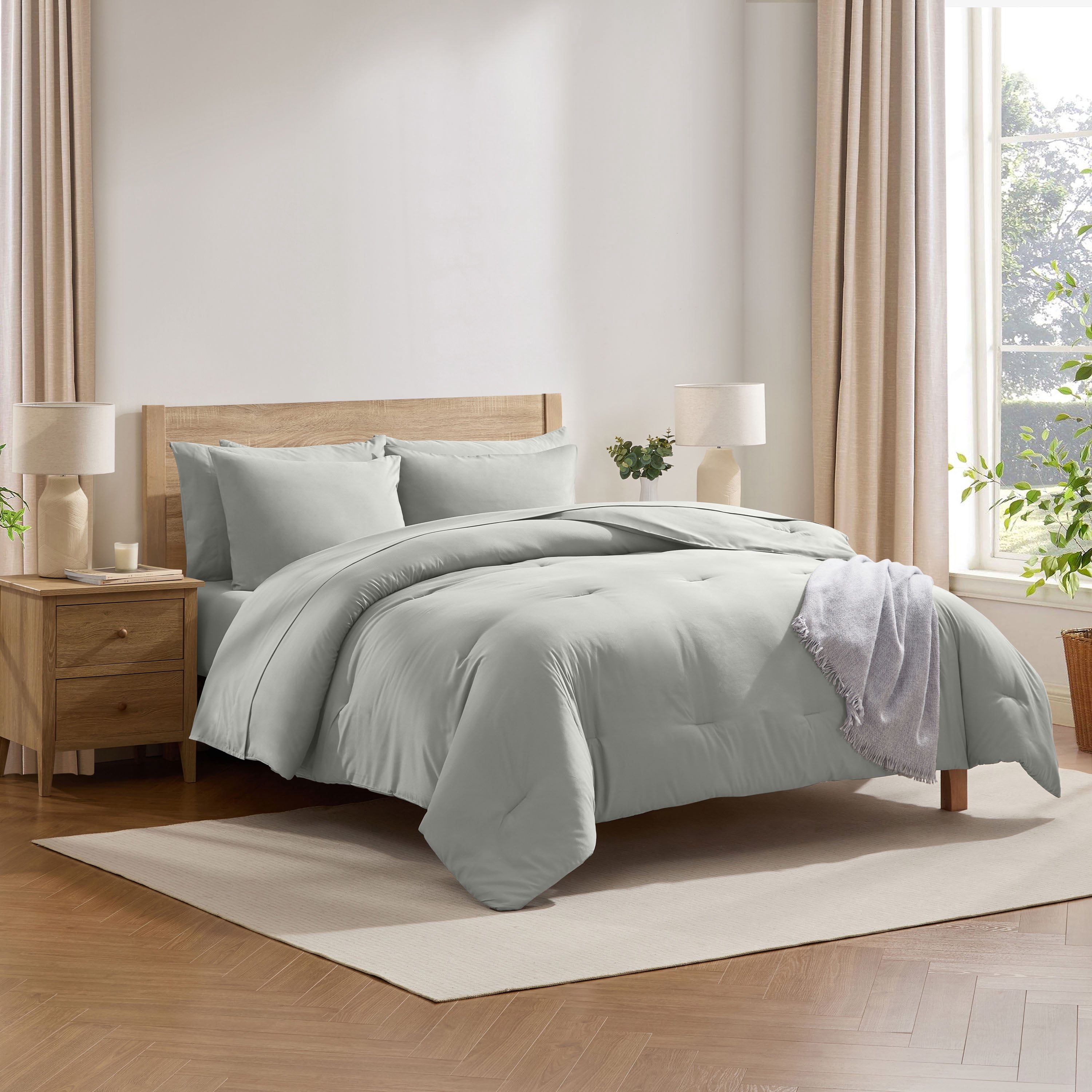 LammaLoe King SizeComforter Set, 7 Piece Bed in a Bag, Ultra Soft Bedding Comforter Set with Sheets, All Season Bed Set, London Fog