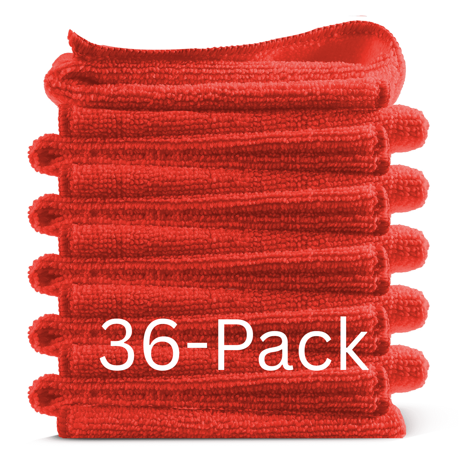 LammaLoe Microfiber Cleaning Cloths, Super Absorbent Cleaning Rags & Car Towels Lint Free, 12x12 Multi-Purpose, 36 Pack, Red