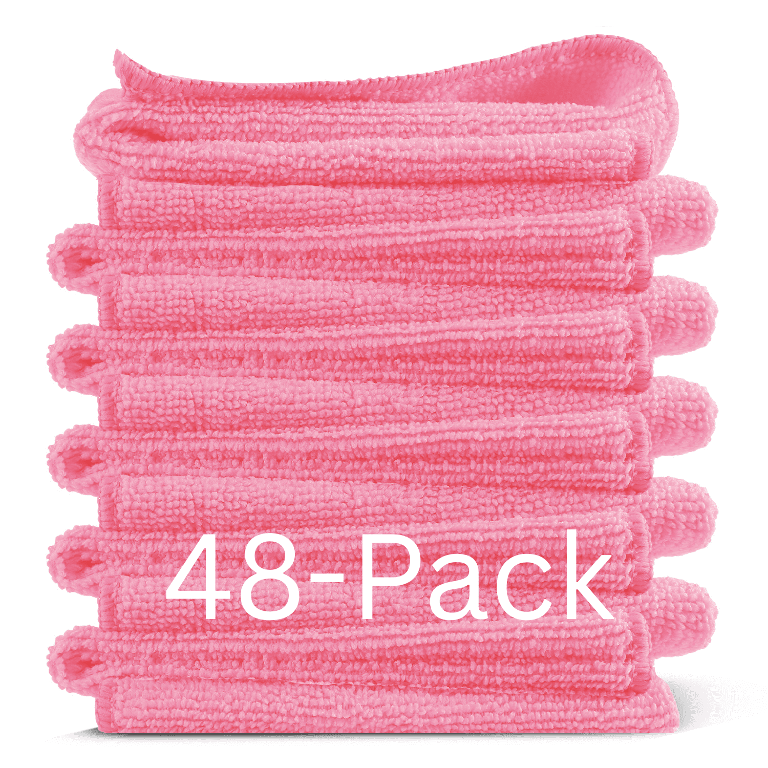 LammaLoe Microfiber Cleaning Cloths, Super Absorbent Cleaning Rags & Car Towels Lint Free, 12x12 Multi-Purpose, 48 Pack, Pink