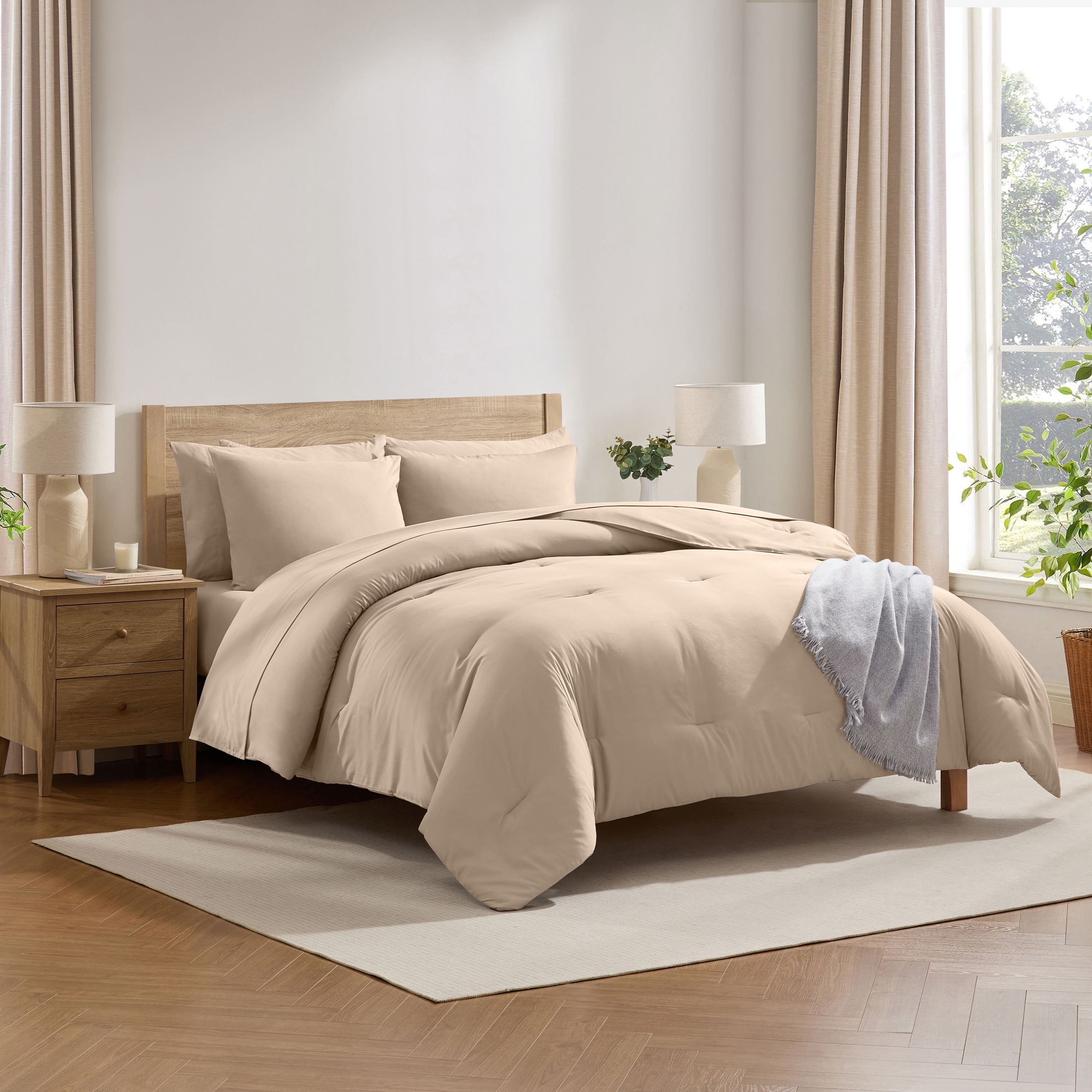 LammaLoe Queen Comforter Set, 7 Piece Bed in a Bag, Ultra Soft Bedding Comforter Set with Sheets, All Season Bed Set, Dune Sand