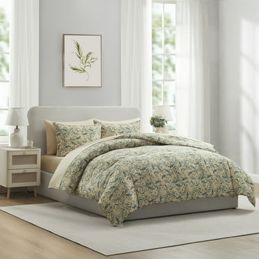 LammaLoe Queen Comforter Set, 7 Piece Biomorphic Bed in a Bag, Bedding Comforter Set with Sheets, Modern Queen Bed Set, Cream