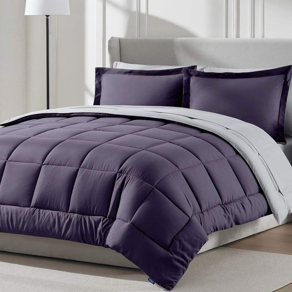 LammaLoe Queen Comforter Set, With Sheets, Reversible Bed In A Bag 7 Piece, Bedding Set, Purple