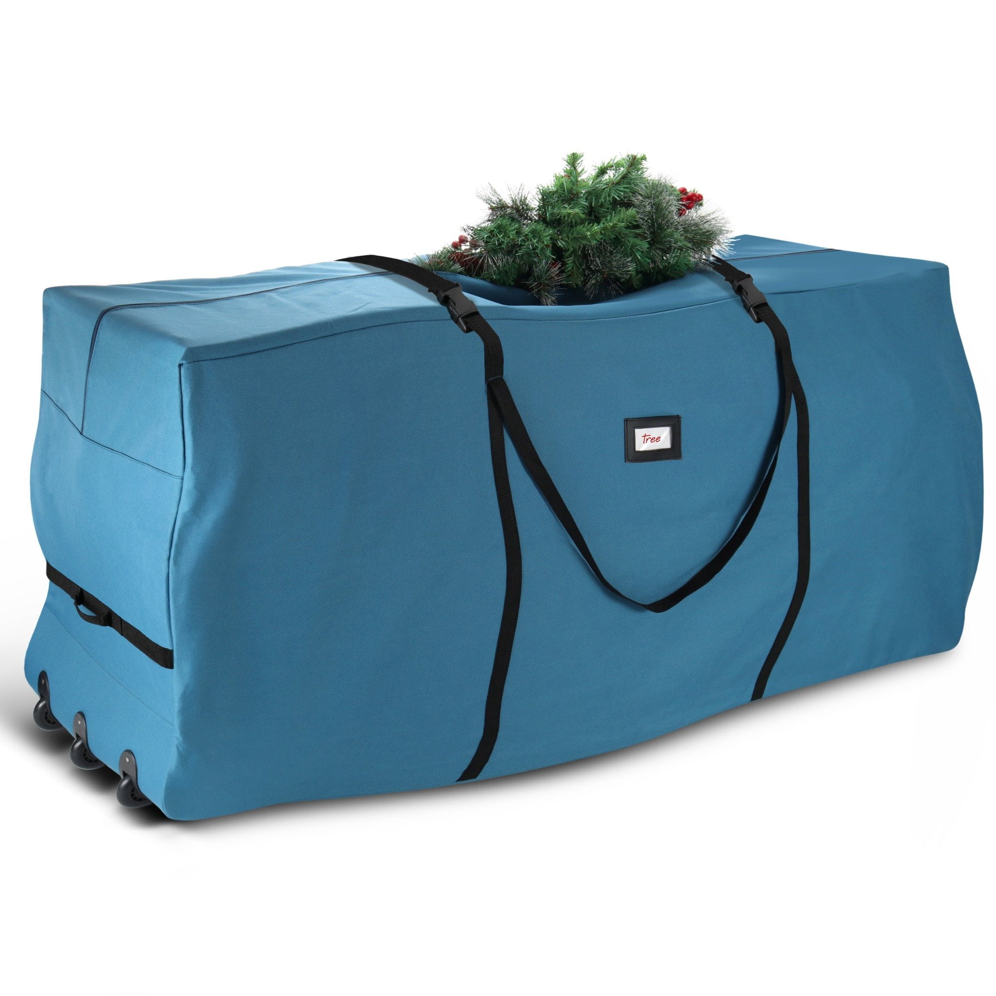 LammaLoe Rolling Christmas Tree Storage Bag 9 ft. Waterproof Artificial Christmas Tree Bag Christmas Storage with Reinforced Handles, Dual Zipper & ID Card Slot, Fabric