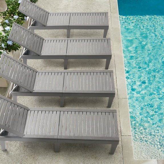 LammaLoe Set of 6 Chaise Outdoor Lounge Chairs for Pool Chairs or Patio Furniture, Gray