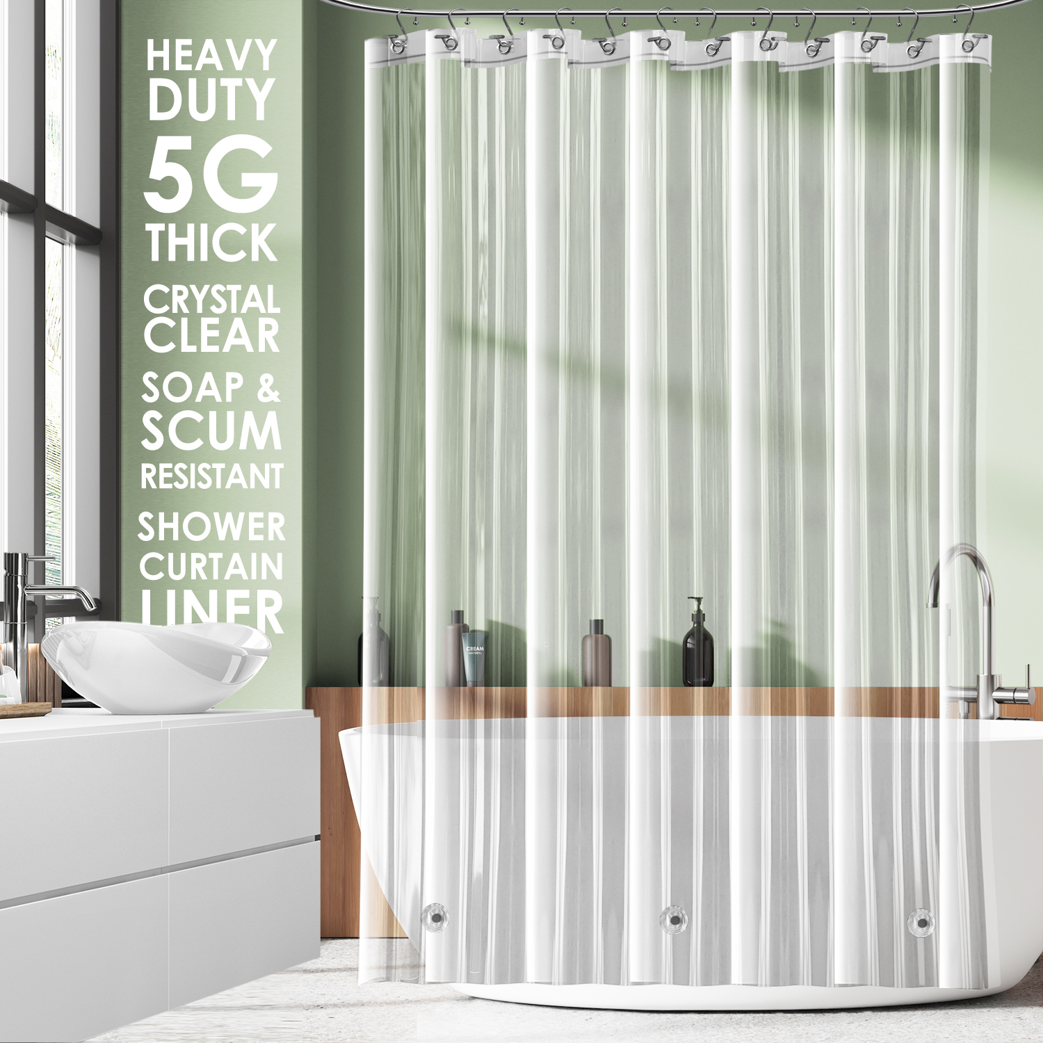 SlipX Solutions 70 in. x 72 in. Lightweight PEVA Shower Liner - Walmart.com