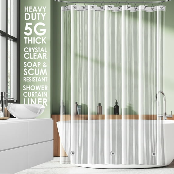 LammaLoe Plastic Shower Curtain Liner Mildew Resistant, Clear Shower Curtain with Premium Thick PEVA Shower Liner, Rustproof Grommets, 70" x 72"