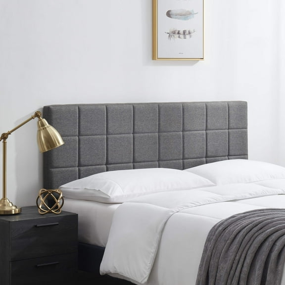 LammaLoe Square Tufted Upholstered Queen Headboard with Adjustable Height, Grey, Queen