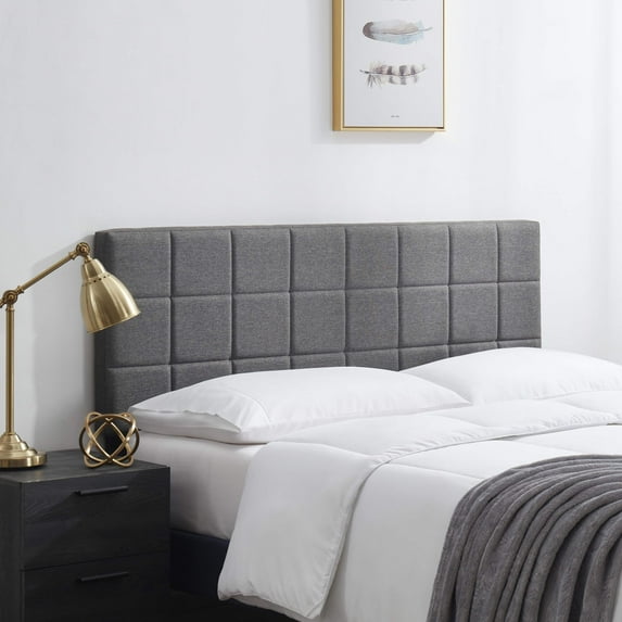LammaLoe Square Tufted Upholstered Queen Headboard with Adjustable Height, Grey, Queen
