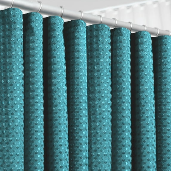 LammaLoe Teal Shower Curtain, Waffle Weave Heavy Duty Fabric Shower Curtain, 72” x 72" Hotel Luxury 256 GSM Bathroom Curtains