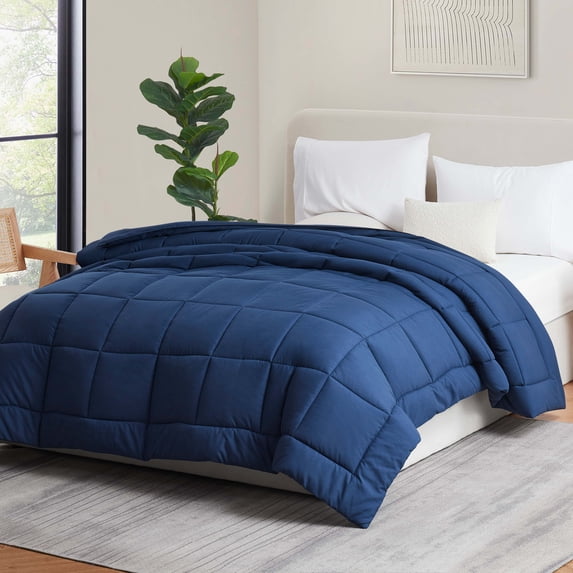 LammaLoe Twin Comforter, Quilted Down Alternative Comforter, All Season Duvet Insert with Corner Tabs, Navy