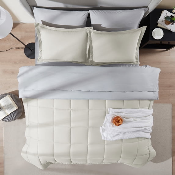 LammaLoe Twin Comforter Set With Sheets, Reversible Bed In A Bag 7 Piece, Bedding Set