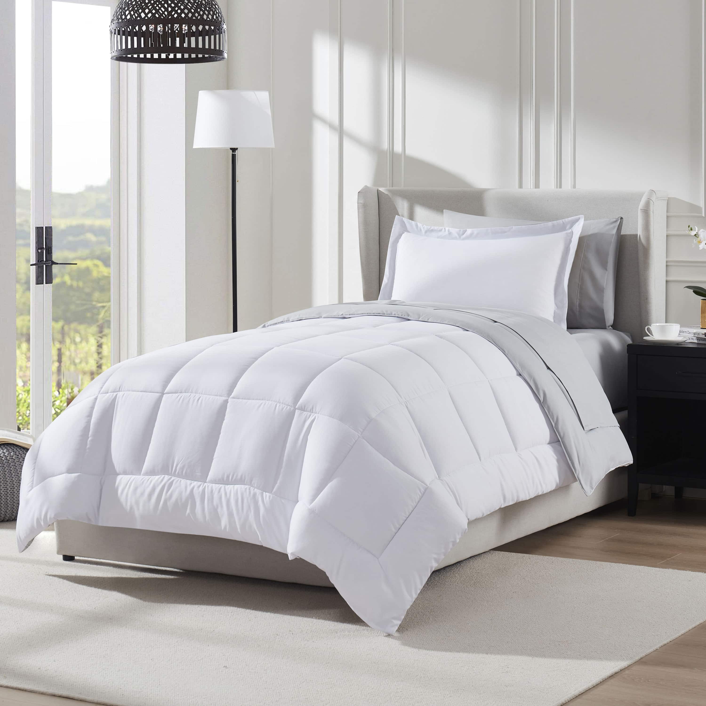 LammaLoe Twin XL Comforter Set, With Sheets, Reversible Bed In A Bag 5 Piece, Bedding Set, White