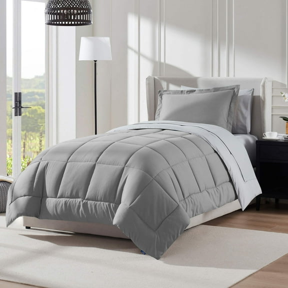 LammaLoe Twin XL Comforter Set, With Sheets, Bed In A Bag 5 Piece, Bedding Set, Grey