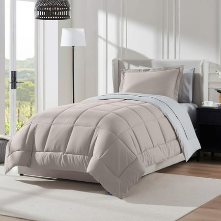 LammaLoe Twin Comforter Set, With Sheets, Reversible Bed In A Bag 5 Piece, Bedding Set, Linen