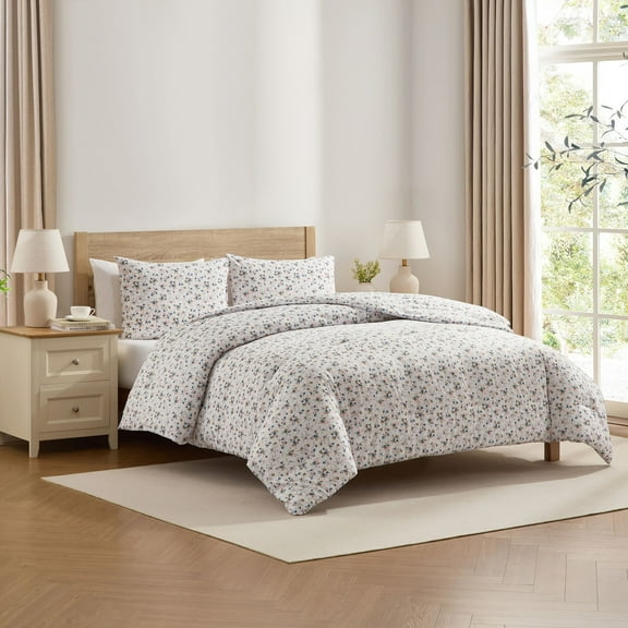 LammaLoe Twin Comforter Sets, 2 Piece Floral Bedding Comforter Set with Sheets, Bed in a Bag, Blue Rose Duo