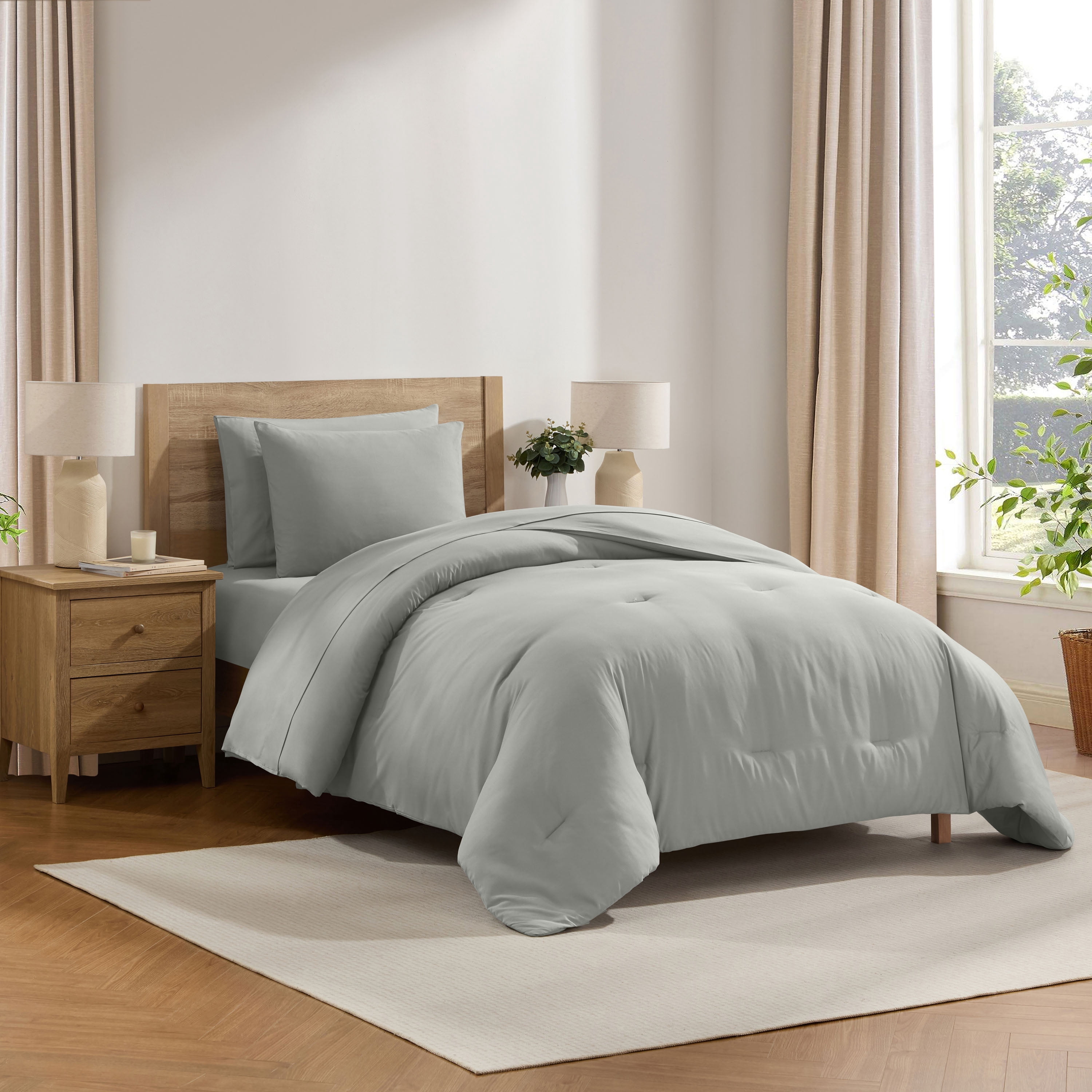 LammaLoe Twin Comforter Sets, 5 Piece Bed in a Bag, Ultra Soft Bedding Comforter Set with Sheets, All Season Bed Set, London Fog