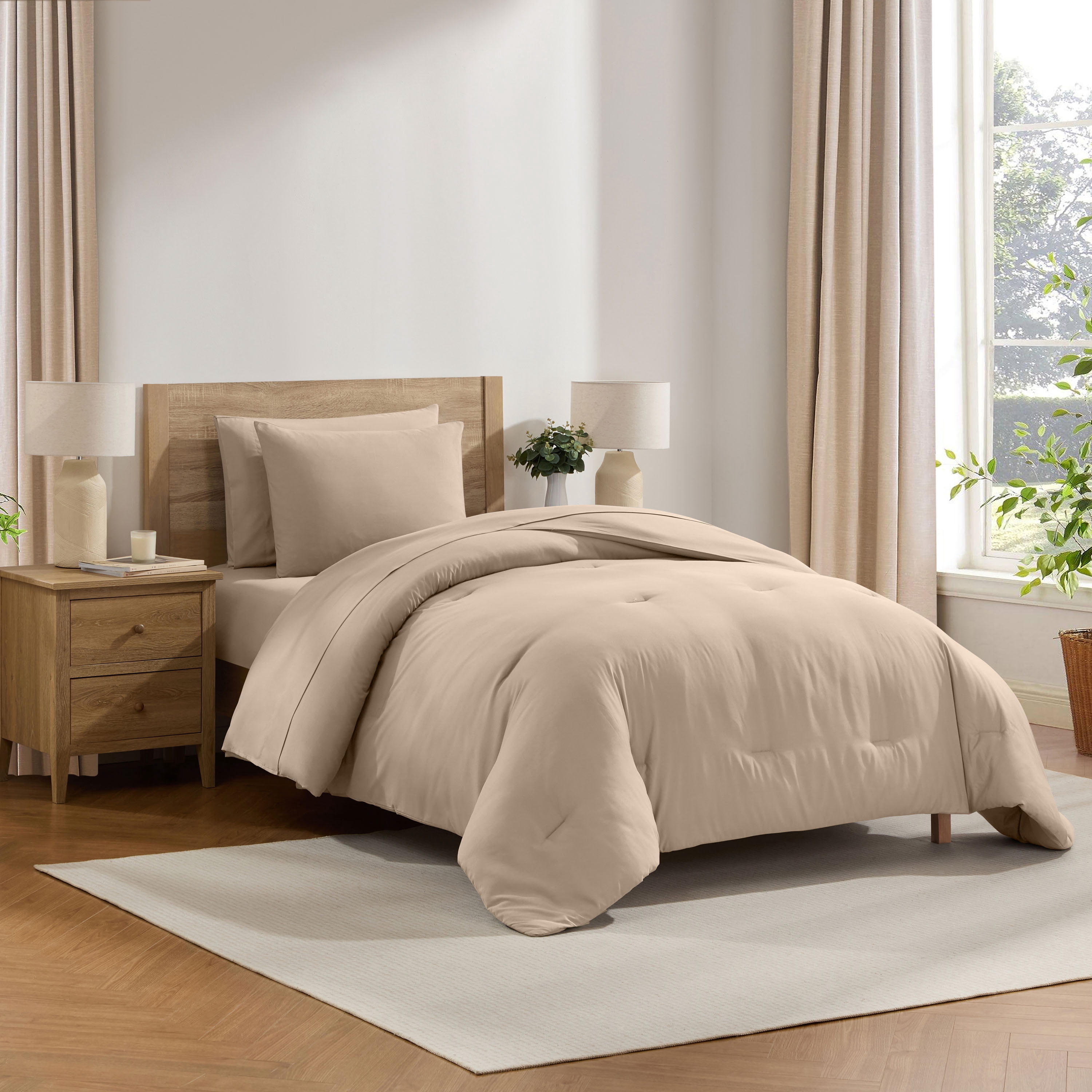 LammaLoe Twin XL Comforter Sets, 5 Piece Bed in a Bag, Ultra Soft Dorm Bedding Comforter Set with Sheets, All Season Bed Set, Dune Sand