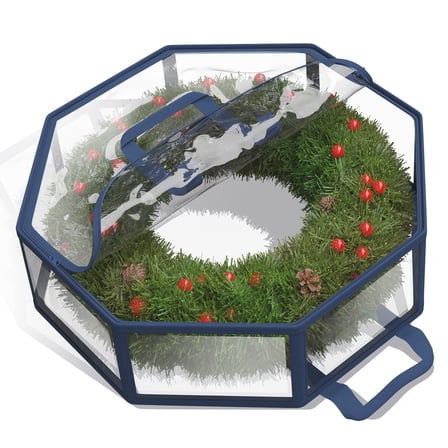 LammaLoe Wreath Storage Containers 24", Hard Shell Christmas Wreath Storage Bag with Interior Pockets & Dual Zipper, Plastic