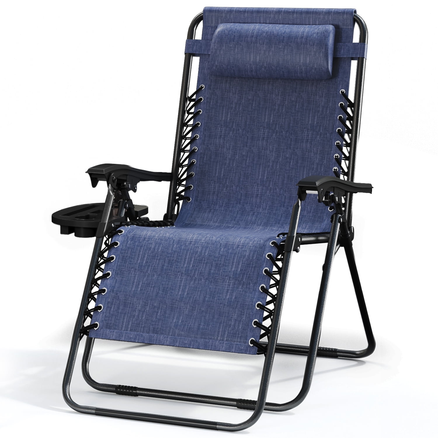 LammaLoe Zero Gravity Chair, Outdoor Lounge Chairs with Cup Holder, Blue