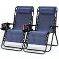 thumbnail image 1 of LammaLoe Zero Gravity Chair Set of 2, Outdoor Lounge Chairs with Cup Holder, Blue, 1 of 7