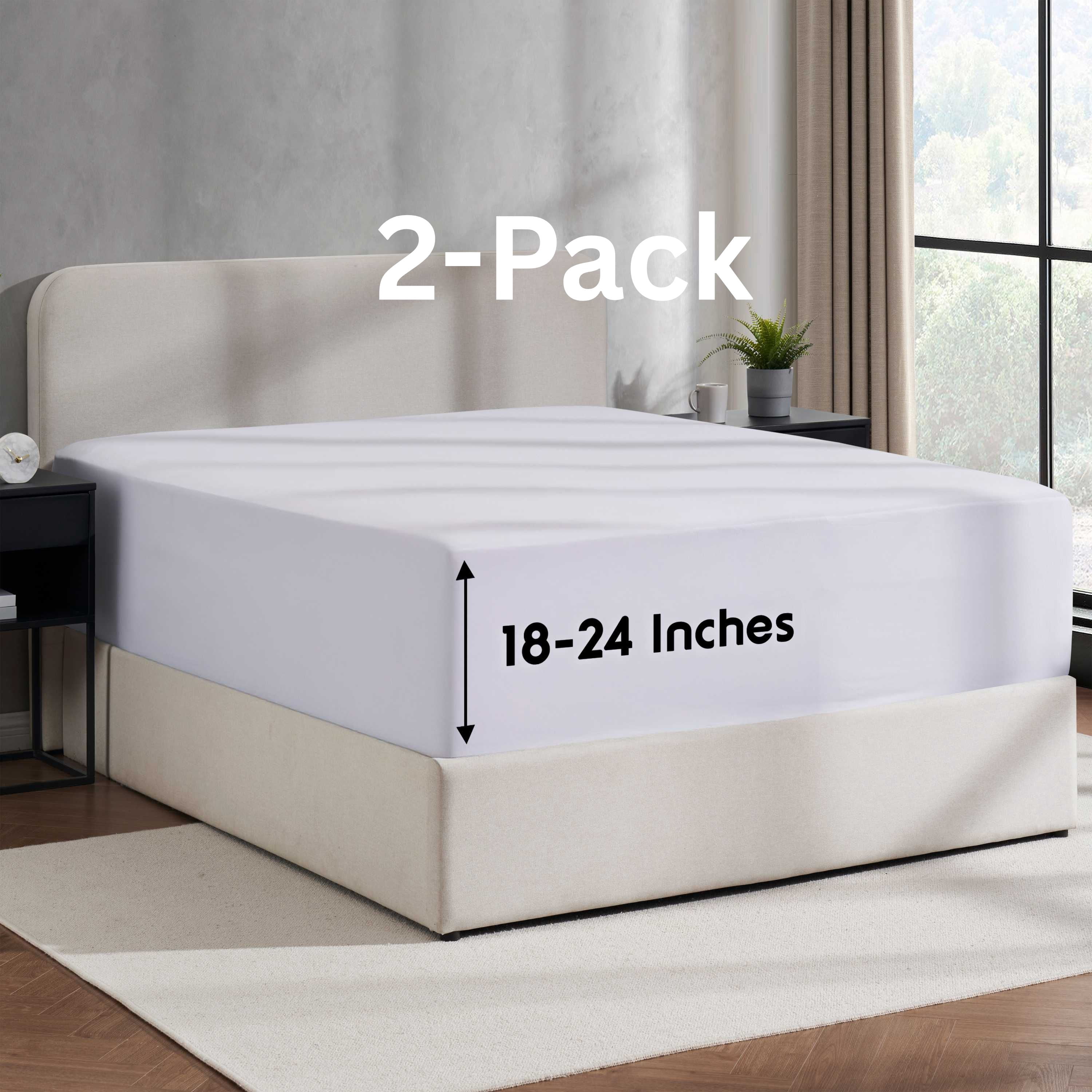 Lammaloe 2 Pack Extra Deep Pocket California King Fitted Sheet Only, Fits 18" to 24" Mattress, Soft Microfiber Fitted Bed Sheet, White