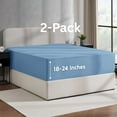 thumbnail image 1 of Lammaloe 2 Pack Extra Deep Pocket Twin Fitted Sheet Only, Fits 18" to 24" Mattress, Soft Microfiber Fitted Bed Sheet, Blue Heaven, 1 of 6