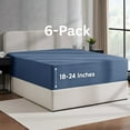thumbnail image 1 of Lammaloe 6 Pack Extra Deep Pocket Queen Fitted Sheet Only, Fits 18" to 24" Mattress, Soft Microfiber Fitted Bed Sheet, Navy Blue, 1 of 6
