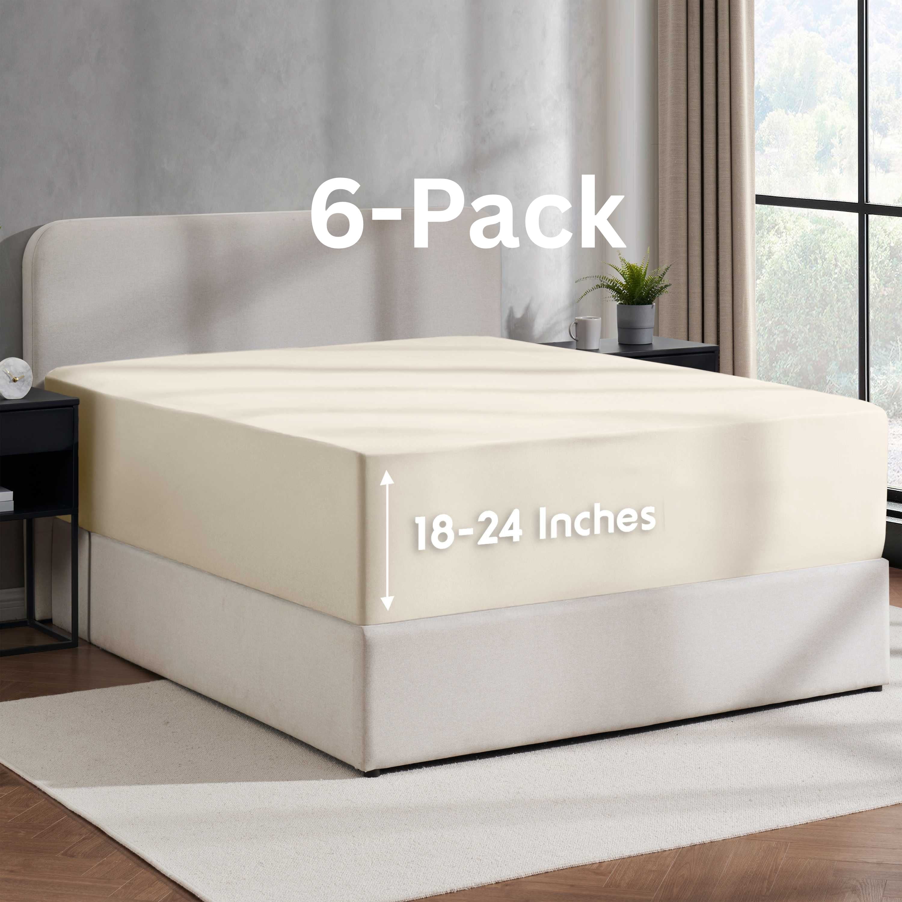 Lammaloe 6 Pack Extra Deep Pocket Twin XL Fitted Sheet Only, Fits 18" to 24" Mattress, Soft Microfiber Fitted Bed Sheet, Mint Green