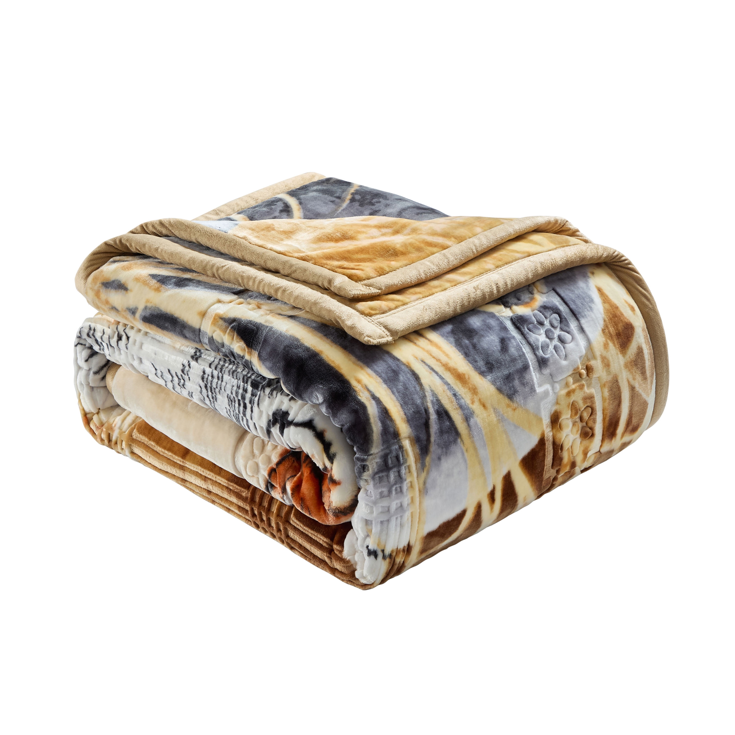 Lammaloe Queen Size Korean Mink Fleece Blanket for Winter, 9 lbs, 79" x 94", Heavy 2-Ply Warm Heavyweight Raschel Bed Blankets, Reversible Printed, Tiger