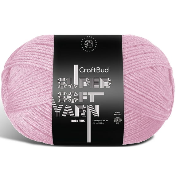 Lammaloe Acrylic Yarn For Crocheting And Knitting, (370 Yards) Worsted Medium #4 Crochet Yarn For Beginners, Baby Pink