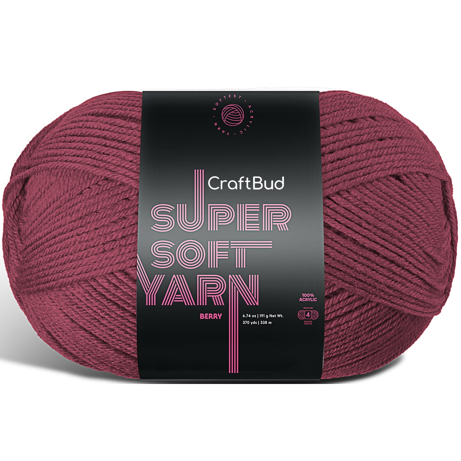 Lammaloe Acrylic Yarn For Crocheting And Knitting, (370 Yards) Worsted Medium #4 Crochet Yarn For Beginners, Berry